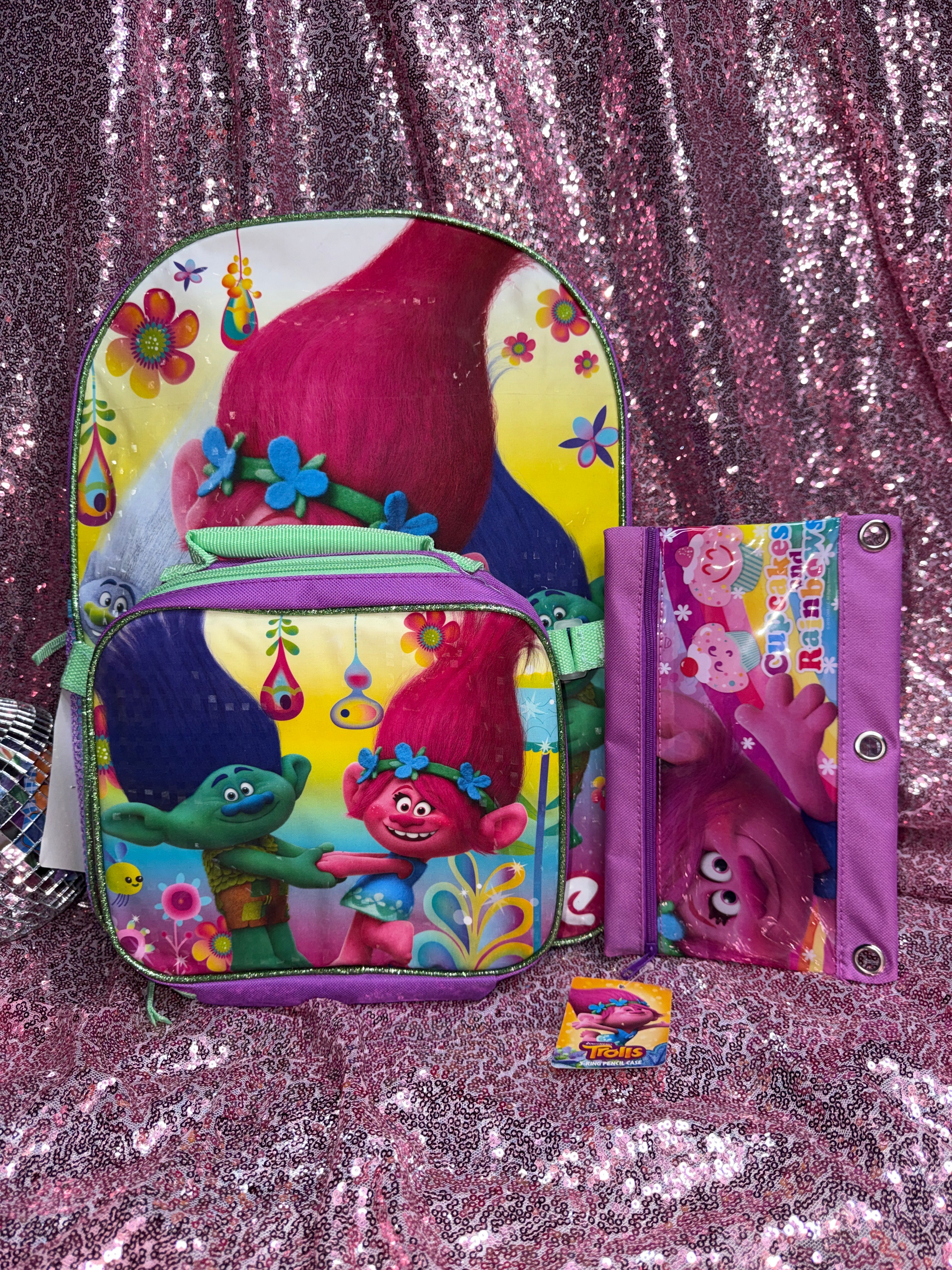 Y2K Trolls Backpack Set – Backpack, Lunch Bag & Pencil Pouch