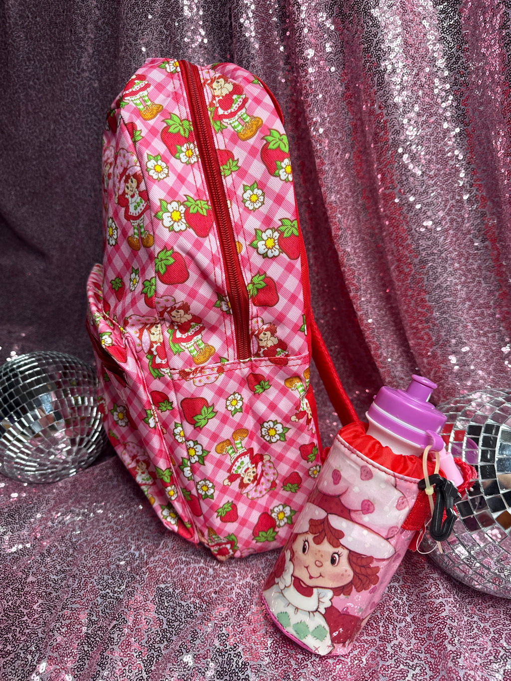 Strawberry Shortcake Backpack + Matching Water Bottle Bundle