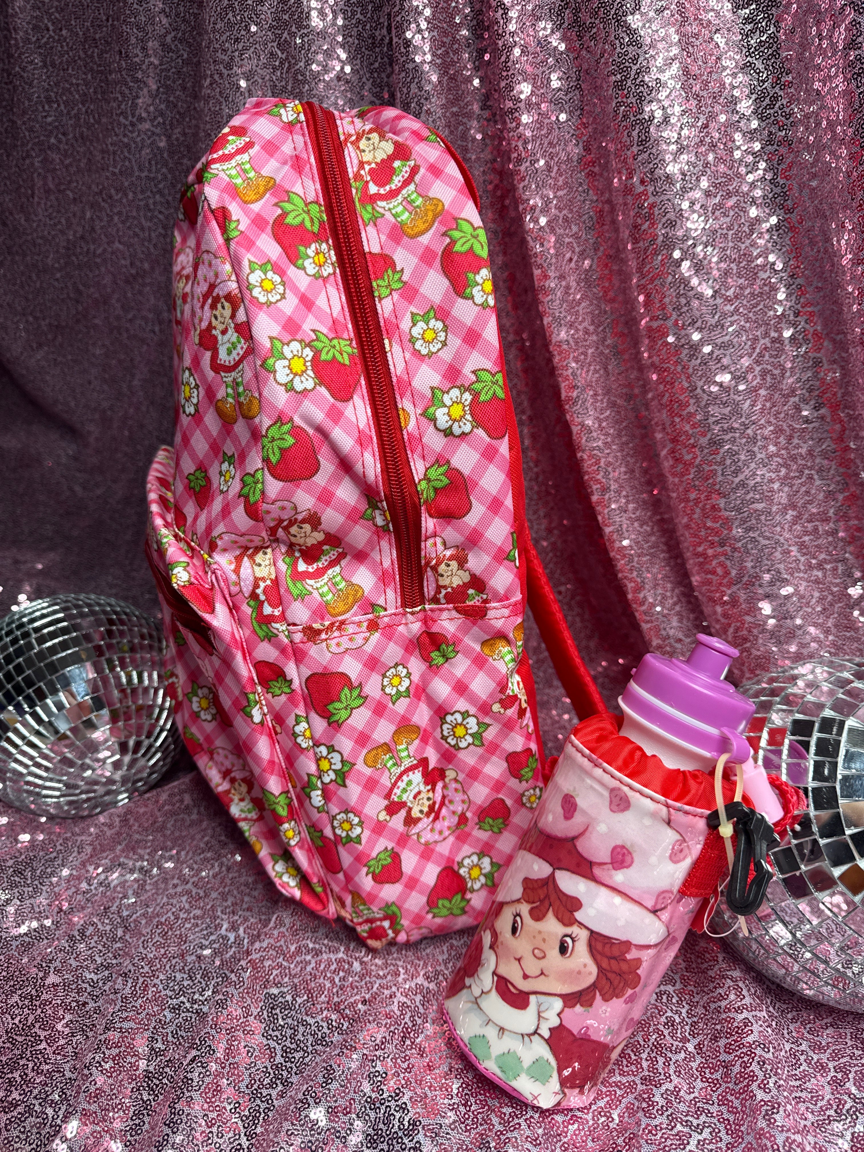 Strawberry Shortcake Backpack + Matching Water Bottle Bundle