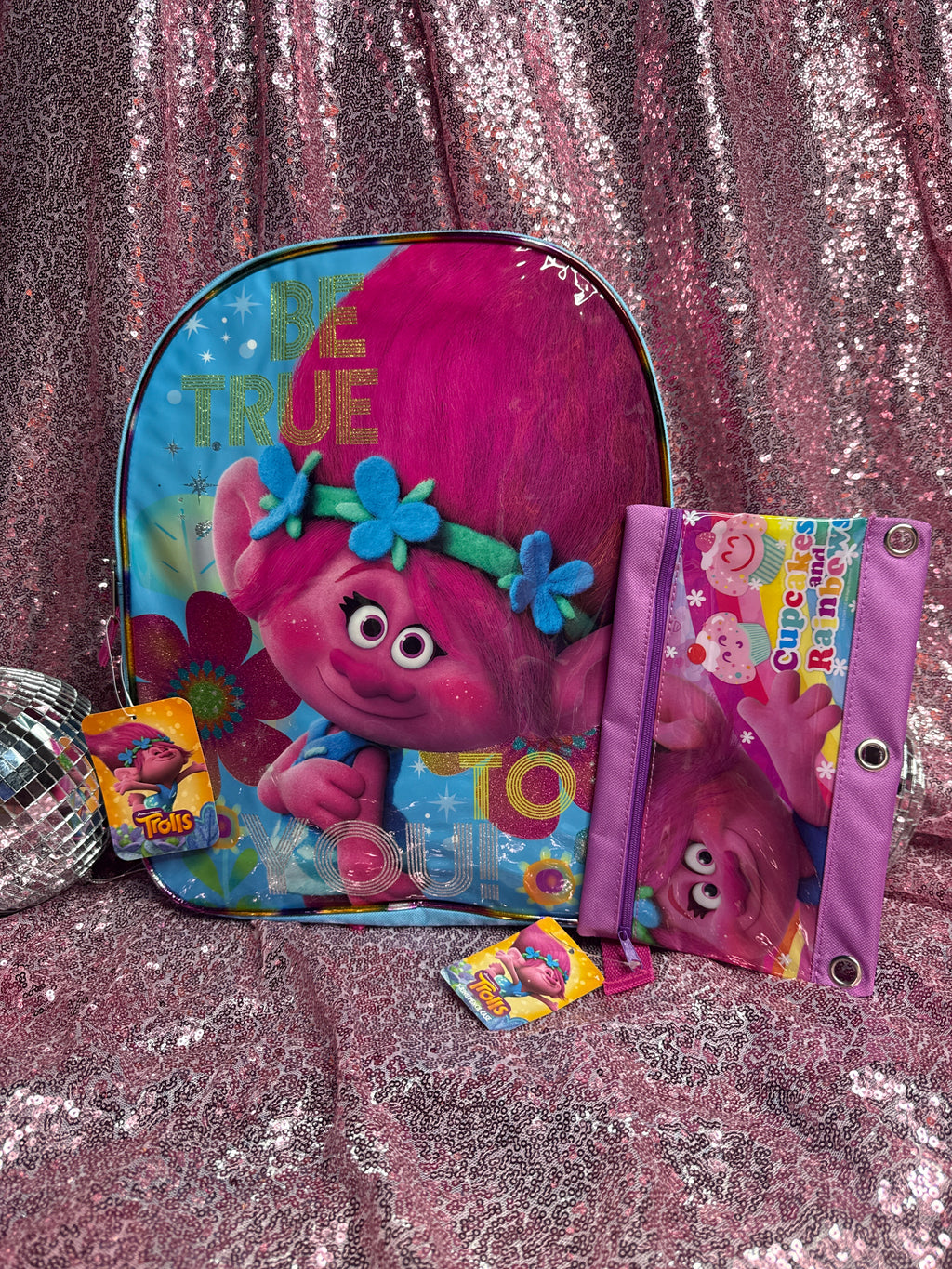 Y2K Trolls “Be True to You” Backpack & Matching Pencil Case Set