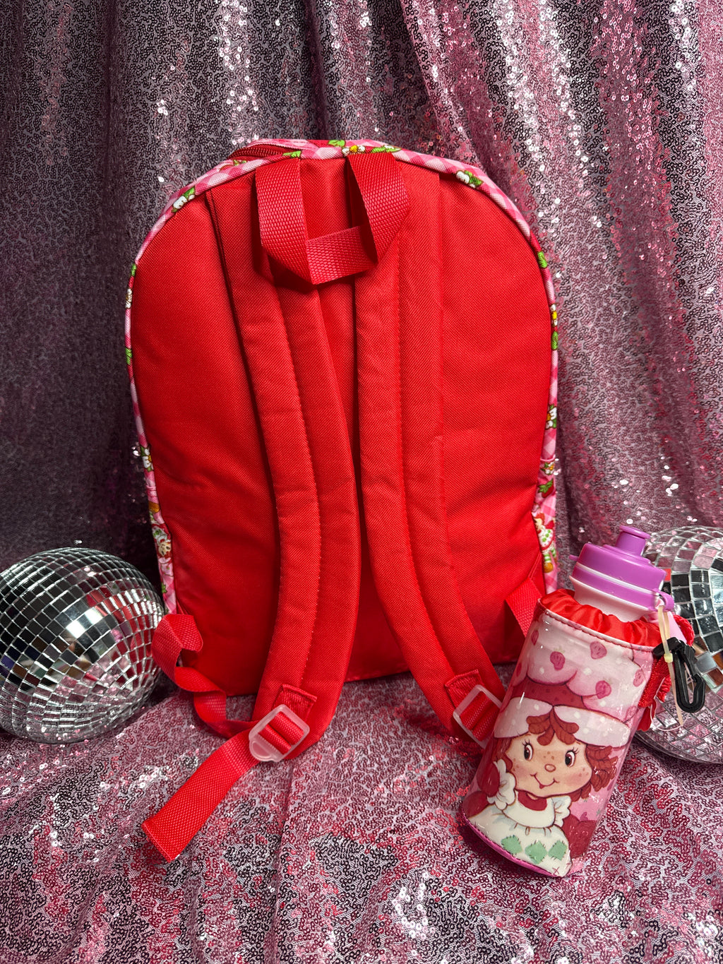 Strawberry Shortcake Backpack + Matching Water Bottle Bundle