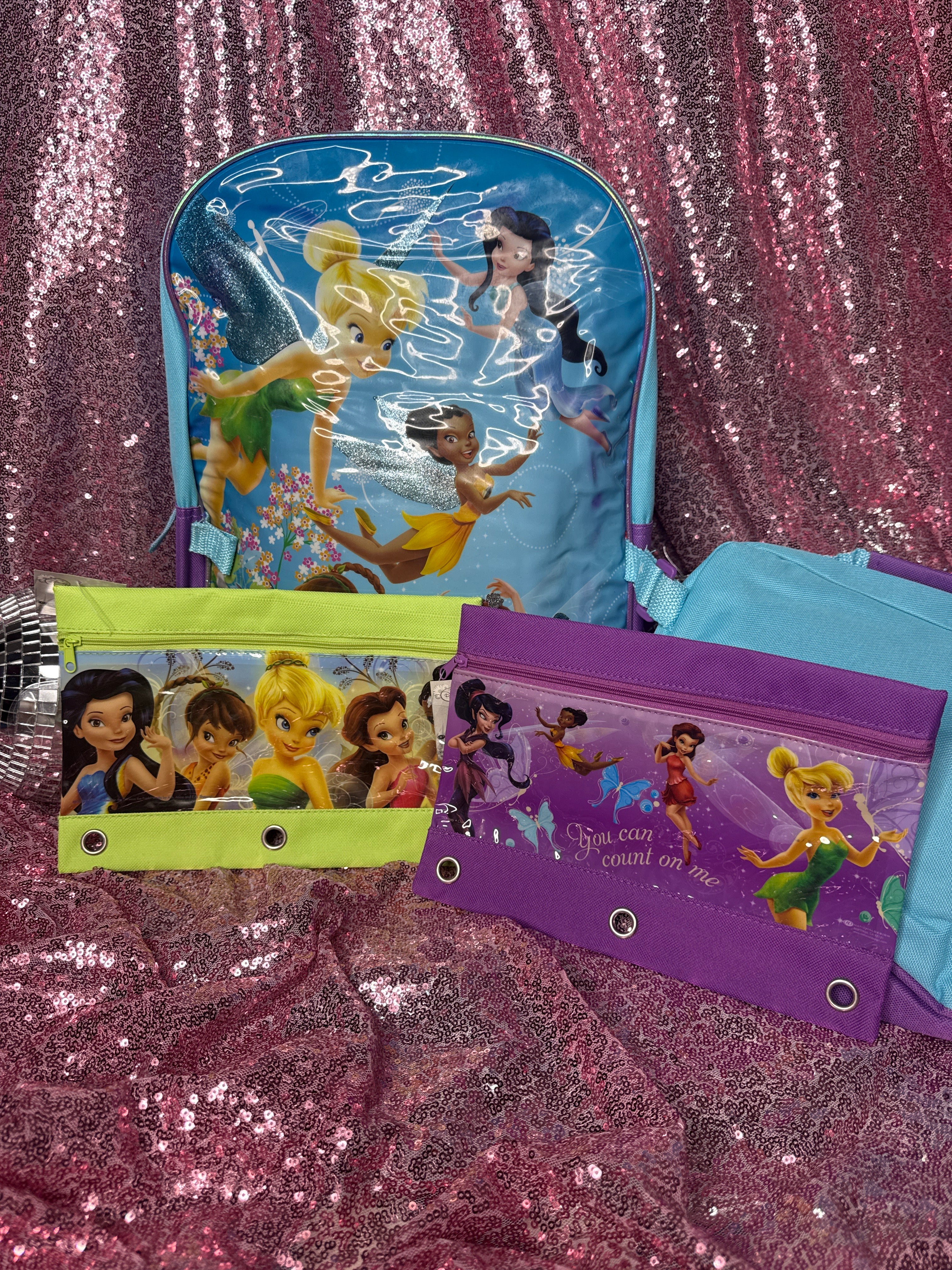 Y2K Disney Fairies "Flower Friends"Backpack Deadstock Includes FREE Matching Pencil Pouch