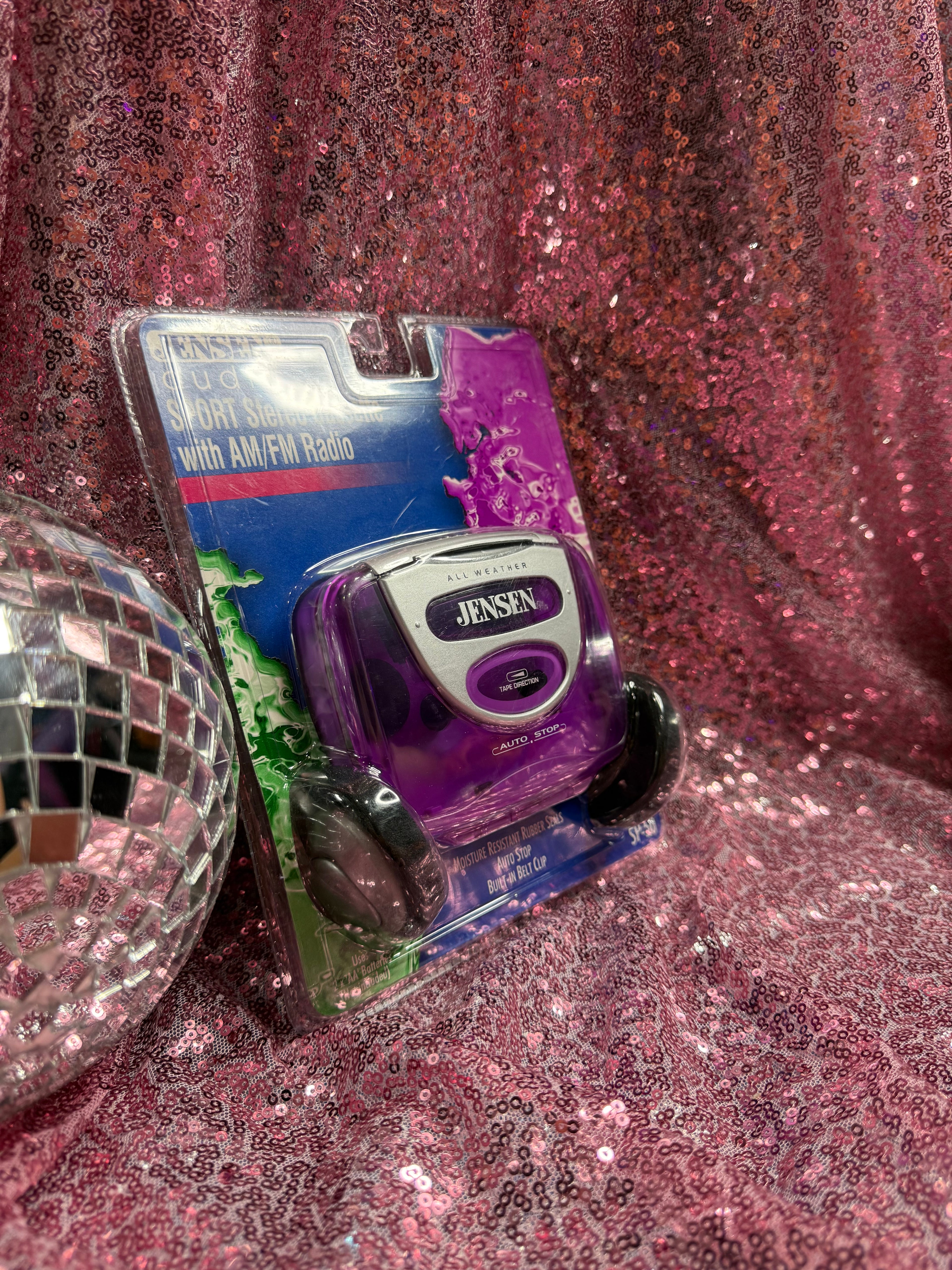 Jensen Purple Sport Stereo Cassette Player with AM/FM Radio | Vintage Y2K Walkman