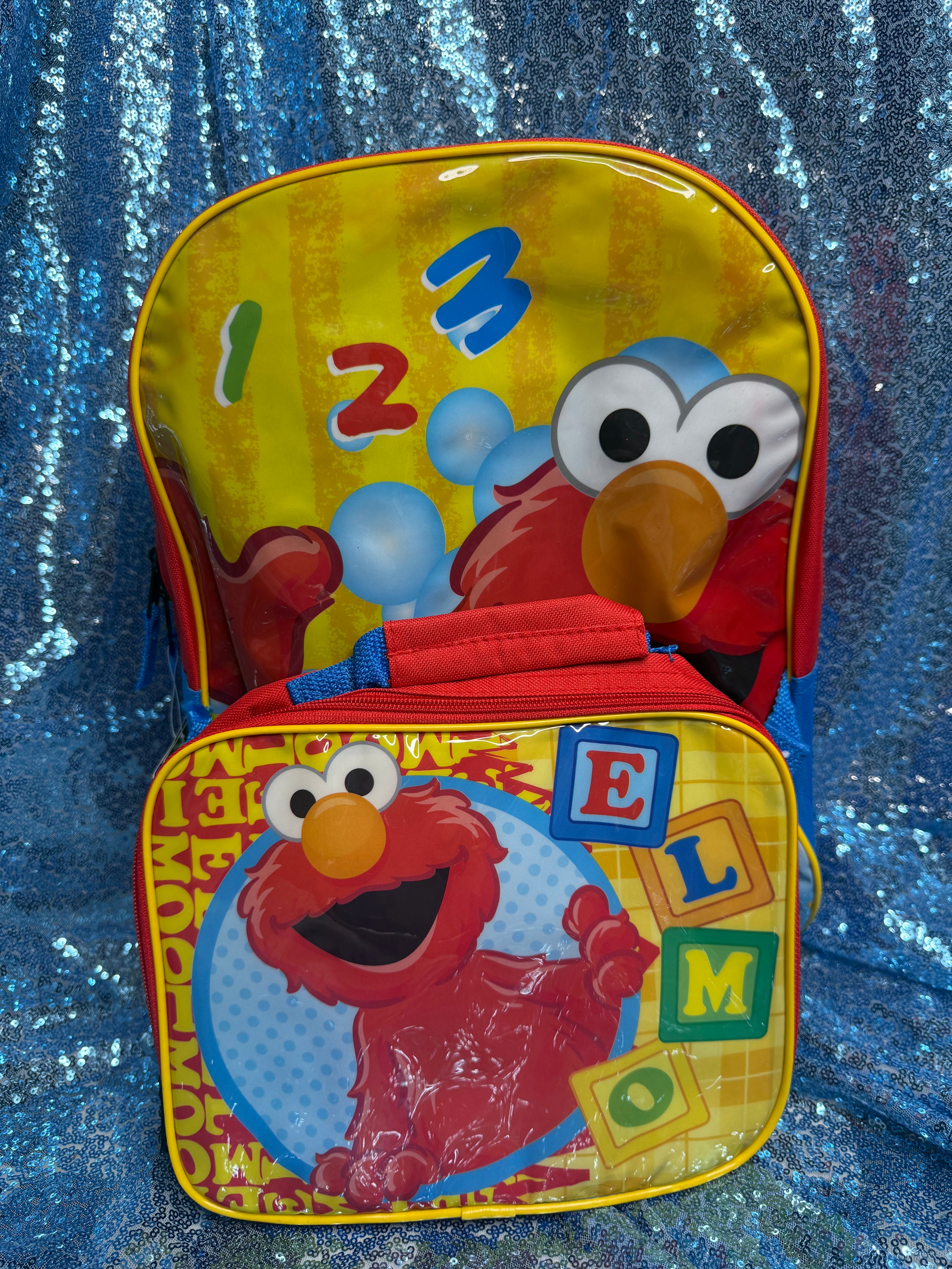 Sesame Street Elmo 3d Backpack Y2K w/lunchbox