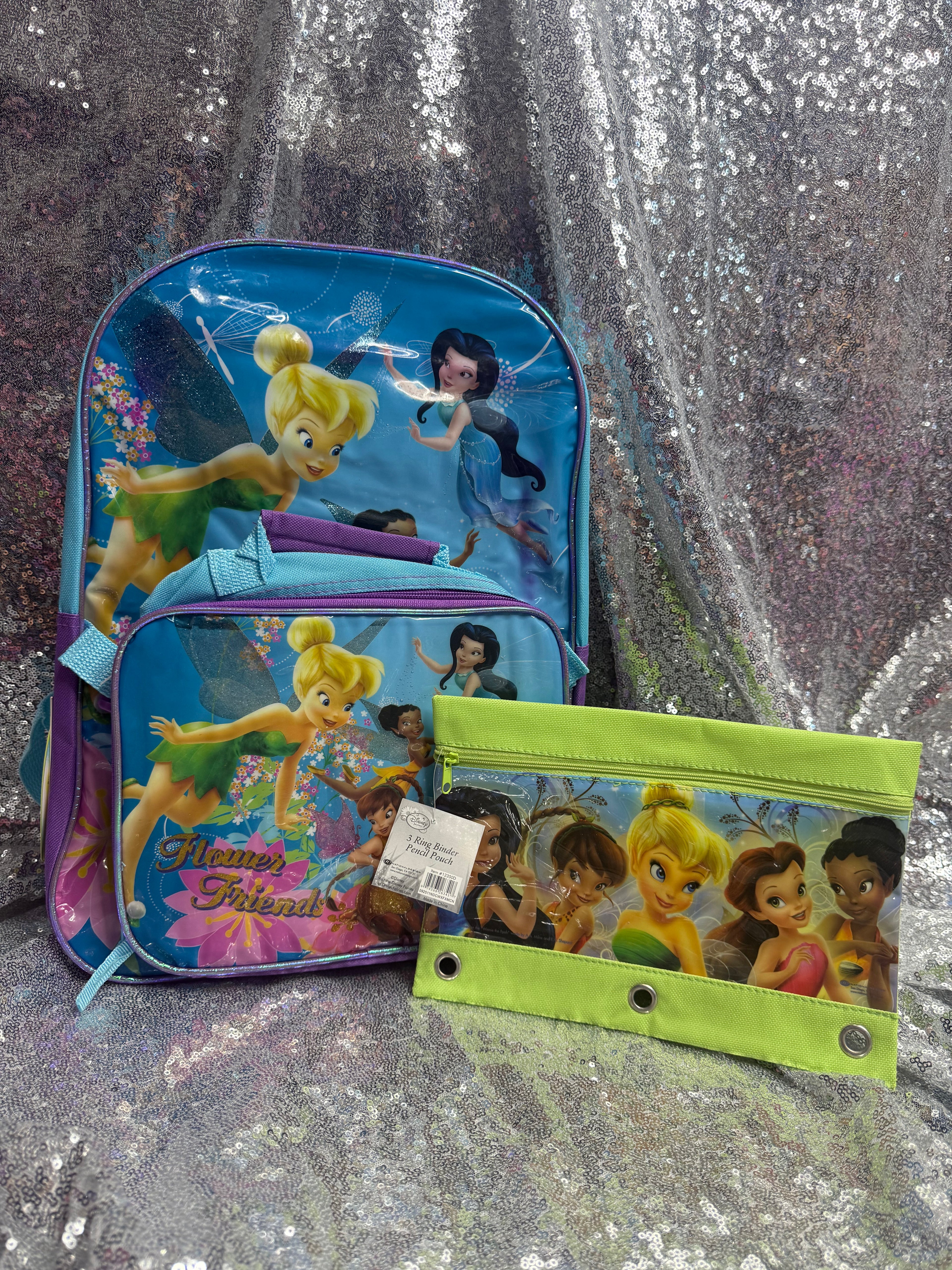Y2K Disney Fairies "Flower Friends"Backpack Deadstock Includes FREE Matching Pencil Pouch