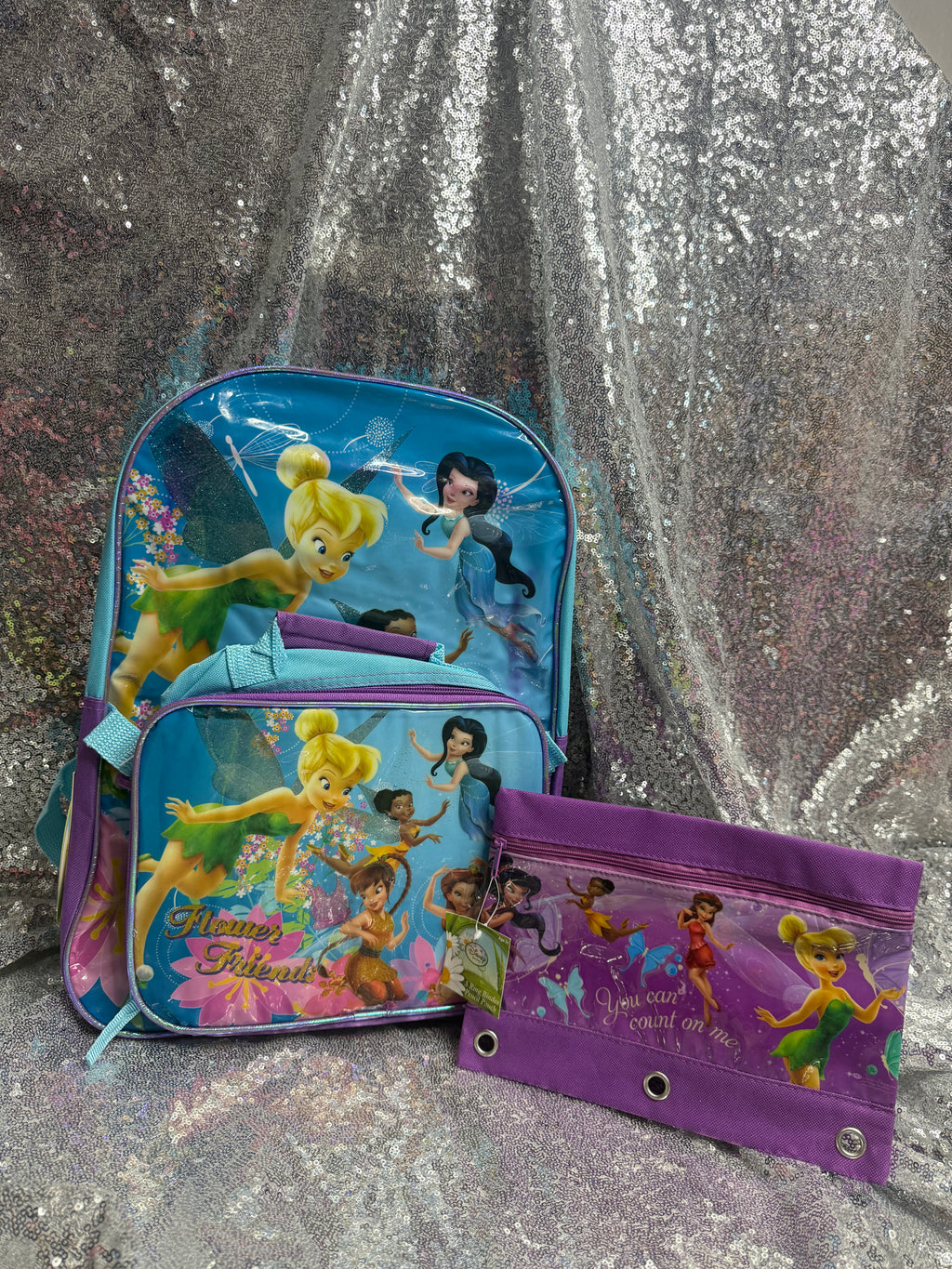 Y2K Disney Fairies "Flower Friends"Backpack Deadstock Includes FREE Matching Pencil Pouch