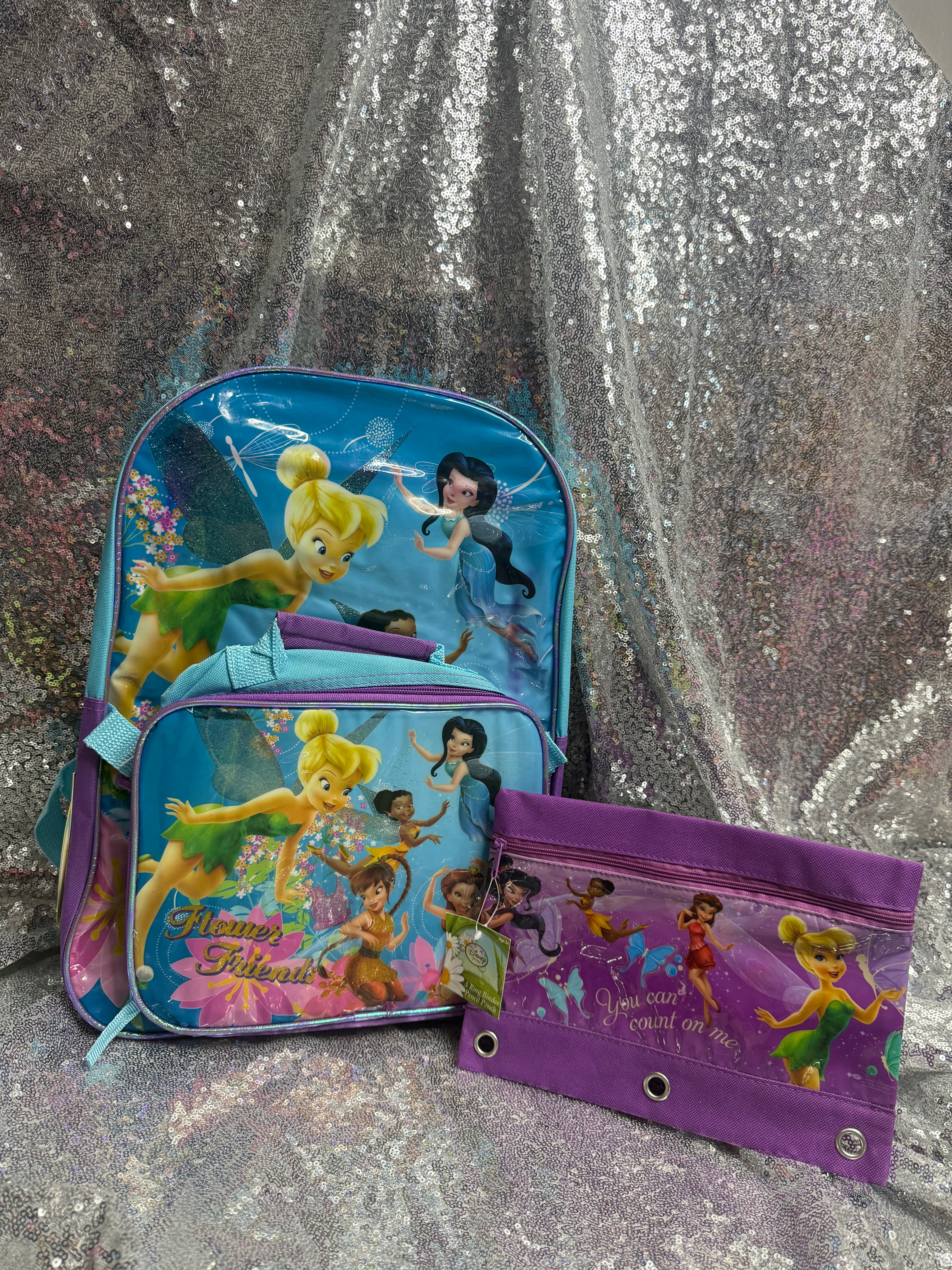 Y2K Disney Fairies "Flower Friends"Backpack Deadstock Includes FREE Matching Pencil Pouch